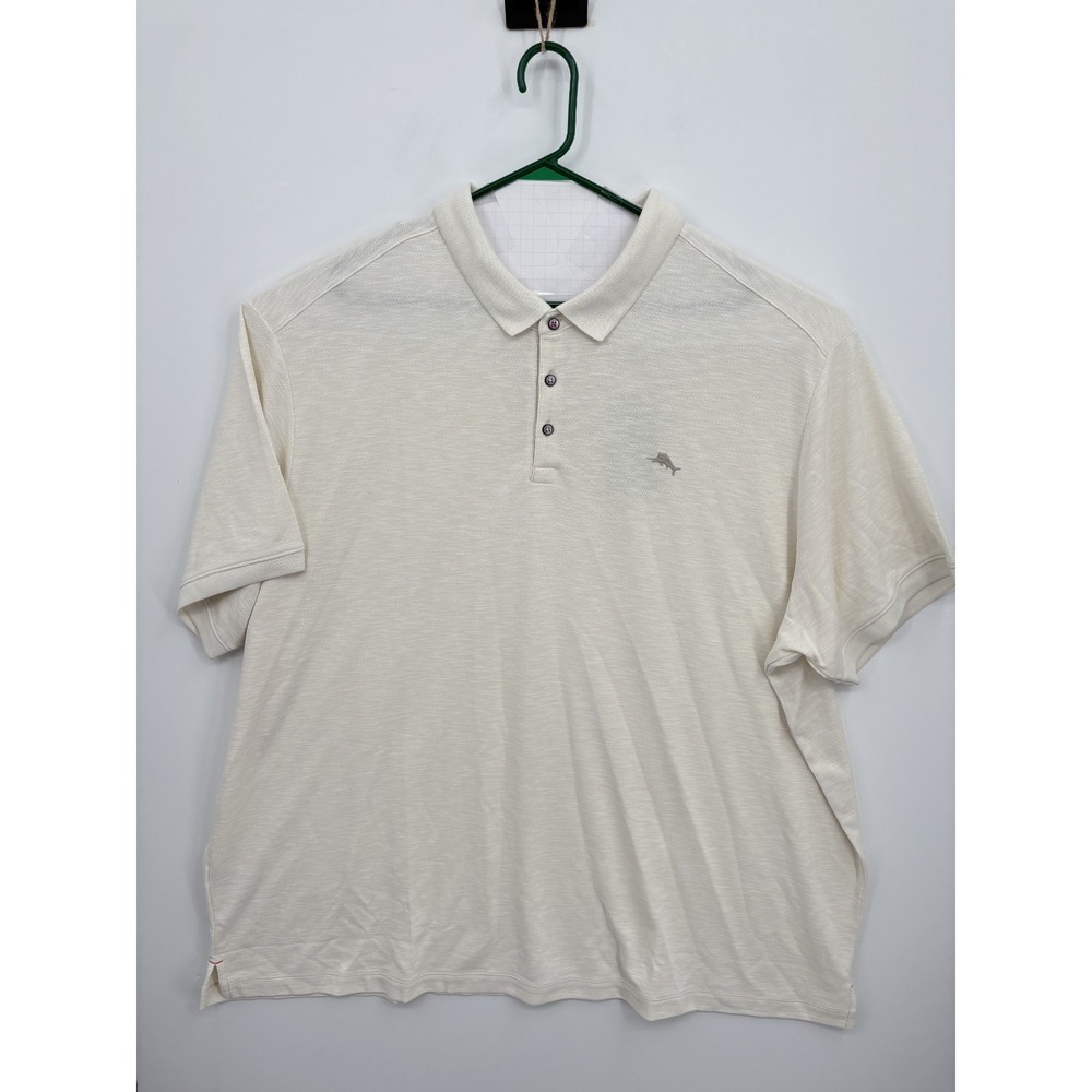 TOMMY BAHAMA VIA VERDE CREAM WHITE ISLAND ZONE POLO SHIRT 4XLB, BIG, NWT!, $118 - Picture 1 of 5